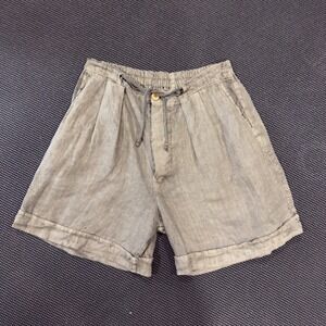 B.Loose Linen Drawstring Shorts Women's Size 4 Olive Green Relaxed Fit